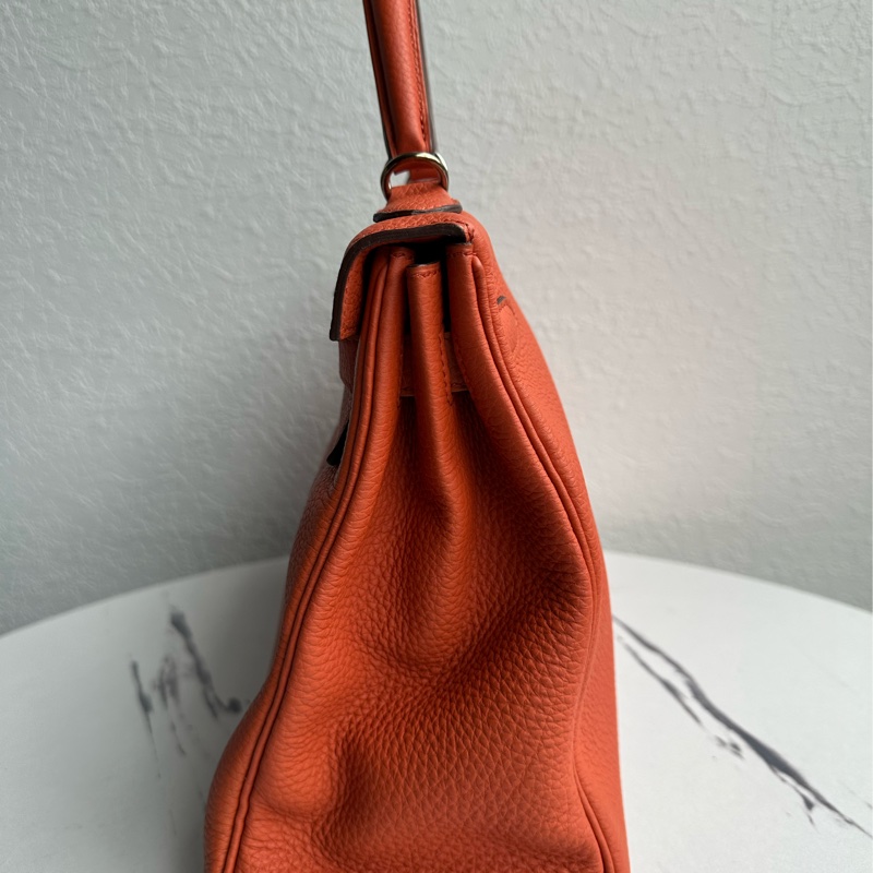 愛馬仕南瓜橘內縫銀釦kelly32-4