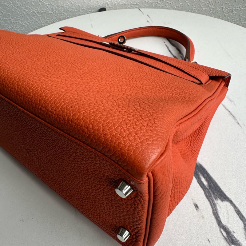 愛馬仕南瓜橘內縫銀釦kelly32-9