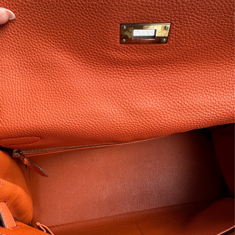 愛馬仕南瓜橘內縫銀釦kelly32-13