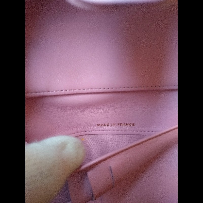 Chanel 粉羊皮菱格下蓋中夾-22