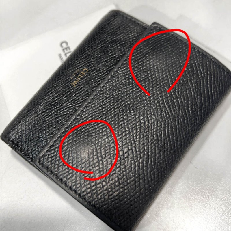 金鐸精品~C779 CELINE 經典燙金LOGO粒面小牛皮釦式零錢袋三折短夾-9