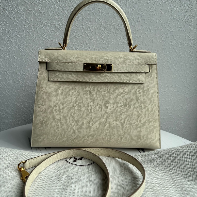 Hermes Kelly 奶昔白金釦 kelly28 氣質女神-0