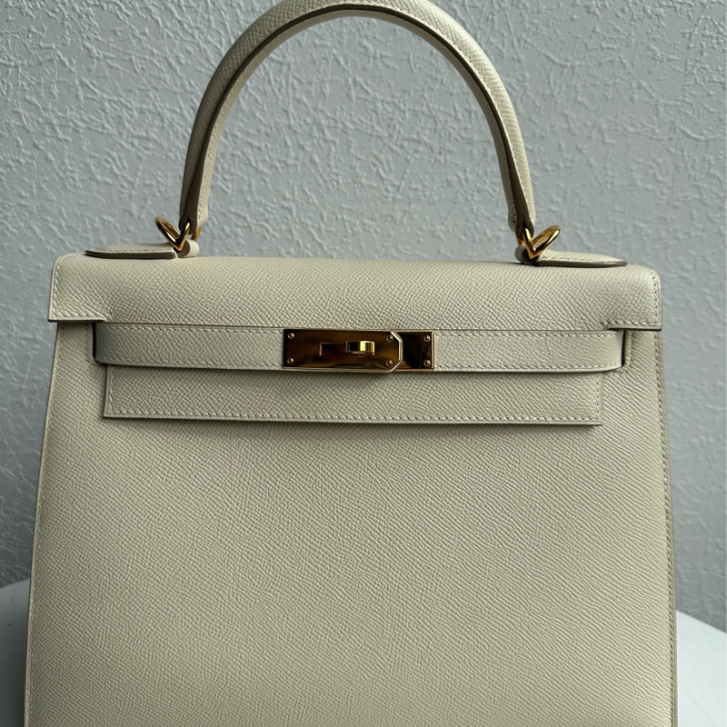 Hermes Kelly 奶昔白金釦 kelly28 氣質女神-1