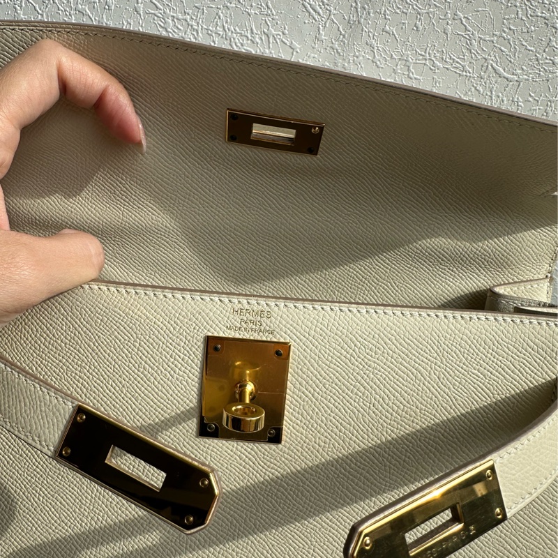 Hermes Kelly 奶昔白金釦 kelly28 氣質女神-12