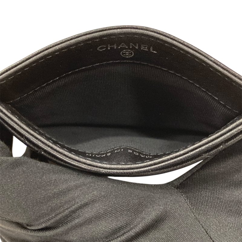 CHANEL 香奈兒 星星雙C LOGO 菱格紋 羊皮 卡夾 黑色-4