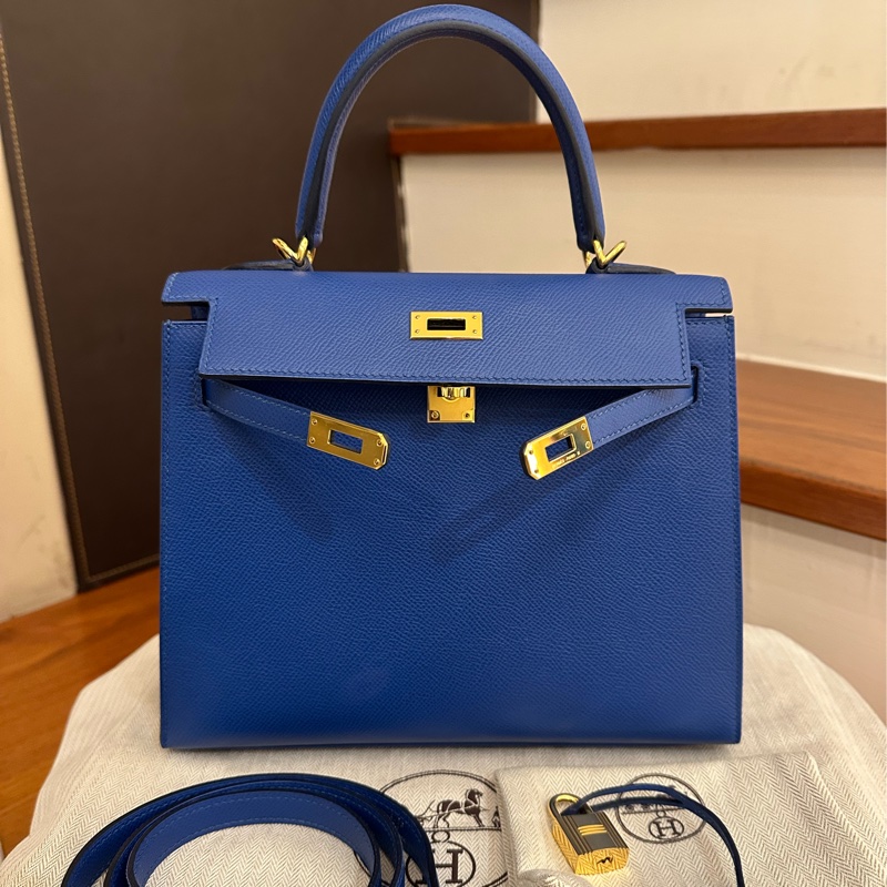 HERMES 藍金釦Kelly 凱莉25-0