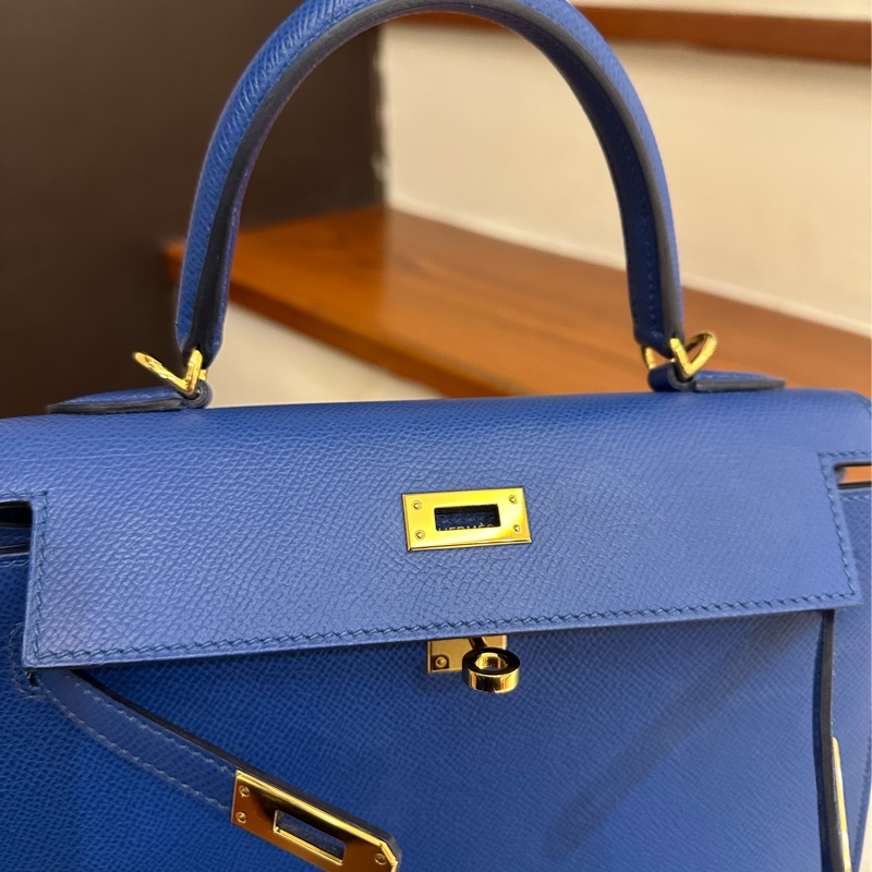 HERMES 藍金釦Kelly 凱莉25-3