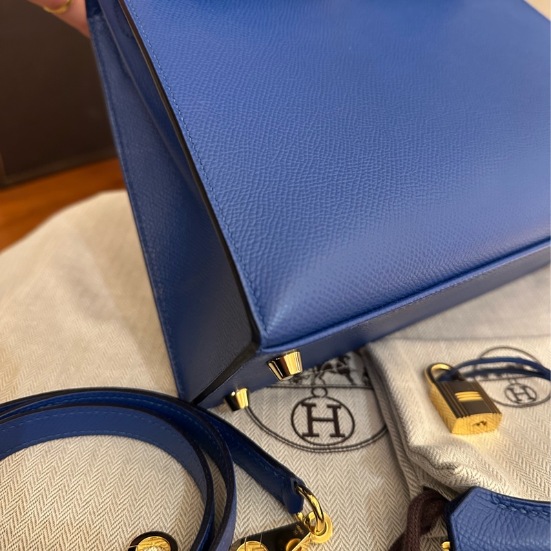 HERMES 藍金釦Kelly 凱莉25-5