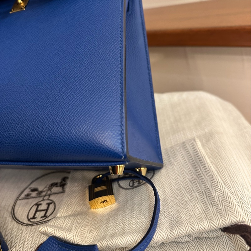 HERMES 藍金釦Kelly 凱莉25-6