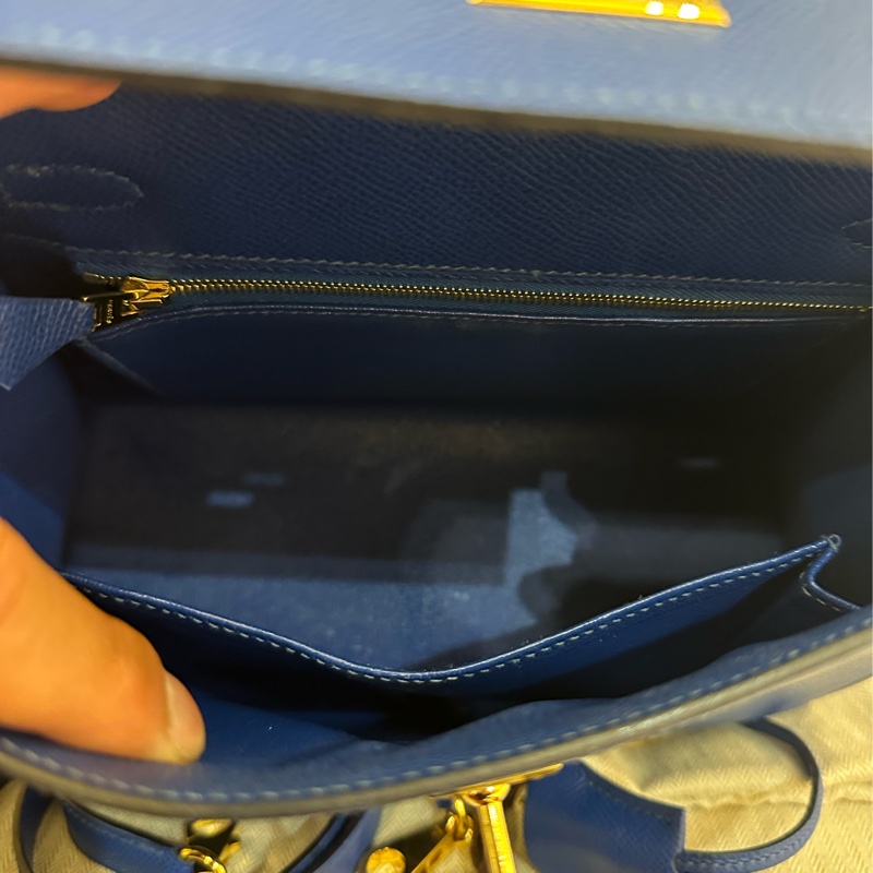 HERMES 藍金釦Kelly 凱莉25-13