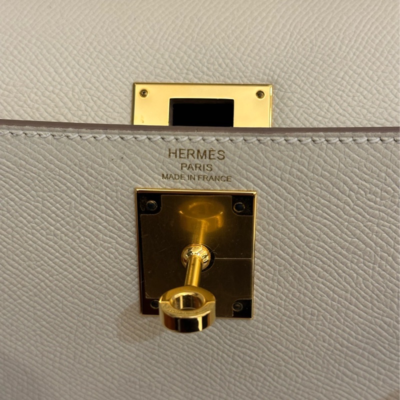 HERMES 奶昔白金釦KELLY28-3