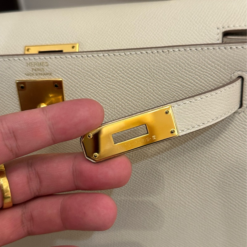 HERMES 奶昔白金釦KELLY28-4