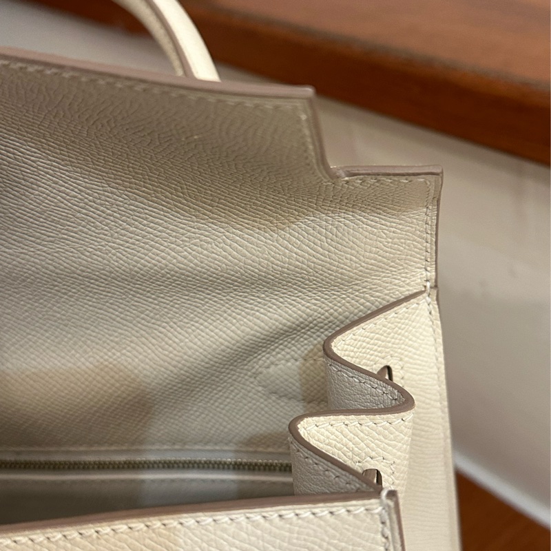 HERMES 奶昔白金釦KELLY28-5