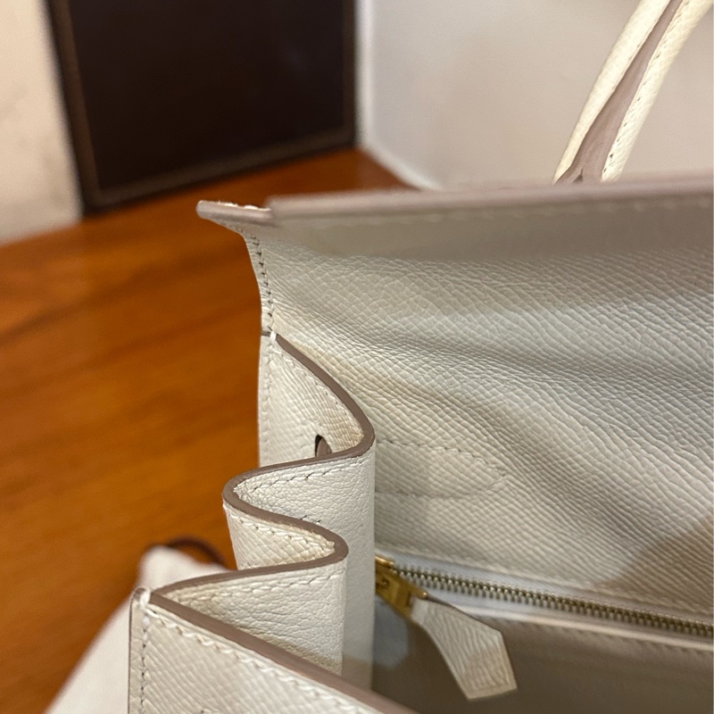 HERMES 奶昔白金釦KELLY28-6