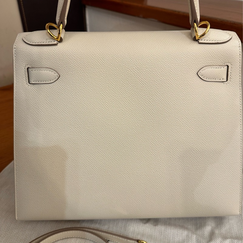 HERMES 奶昔白金釦KELLY28-8