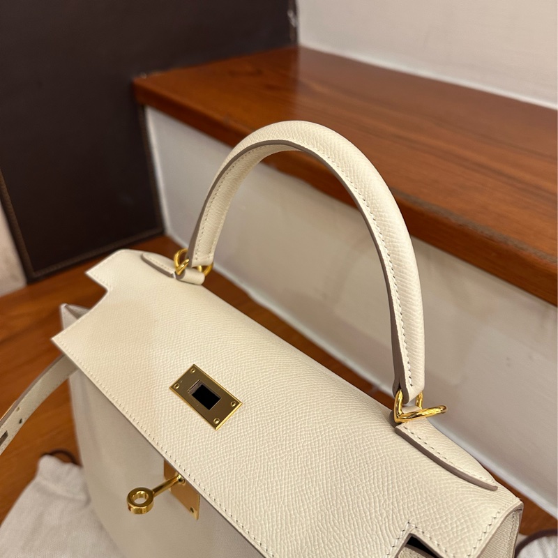 HERMES 奶昔白金釦KELLY28-9