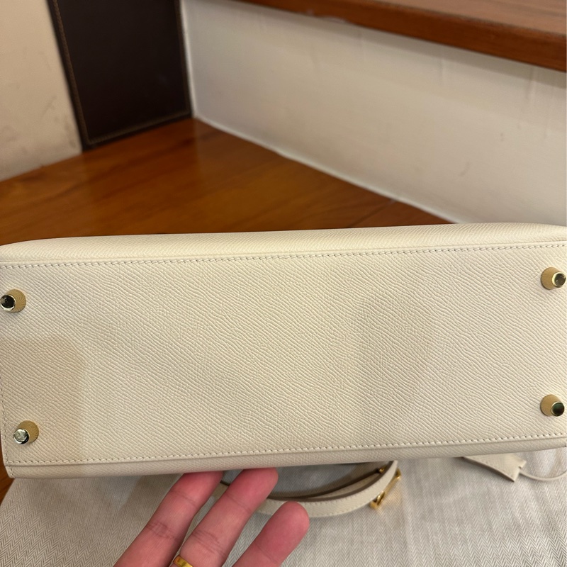 HERMES 奶昔白金釦KELLY28-16