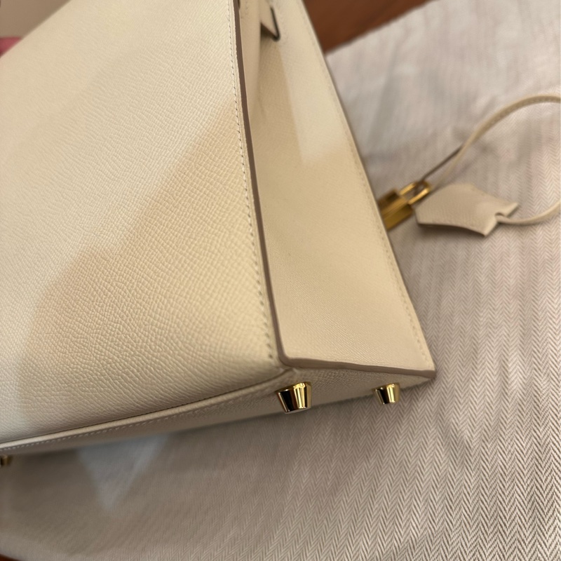 HERMES 奶昔白金釦KELLY28-17