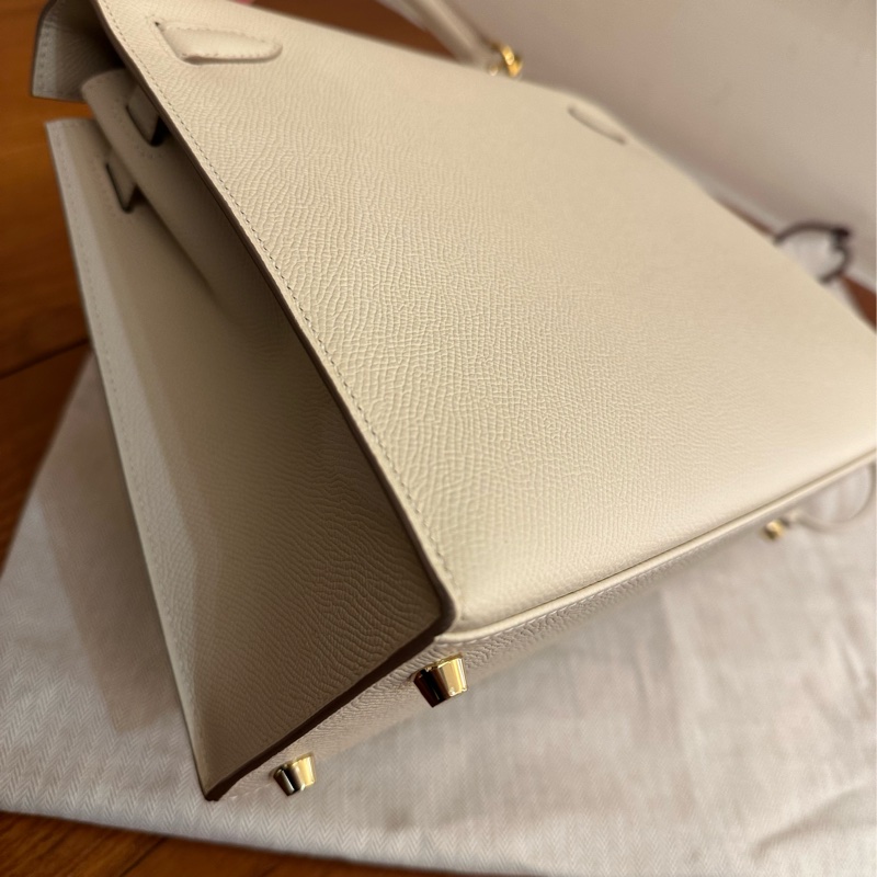 HERMES 奶昔白金釦KELLY28-18