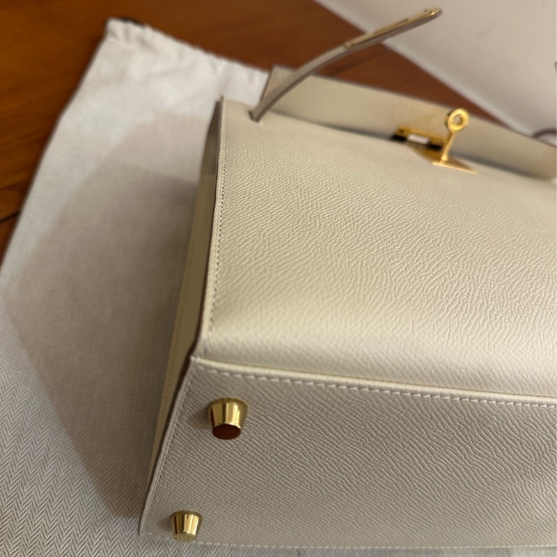 HERMES 奶昔白金釦KELLY28-19
