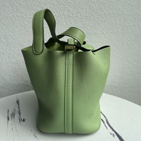 愛馬仕菜籃子18 牛油果綠還是金釦