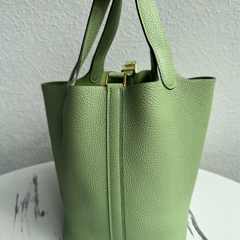 愛馬仕菜籃子18 牛油果綠還是金釦-1