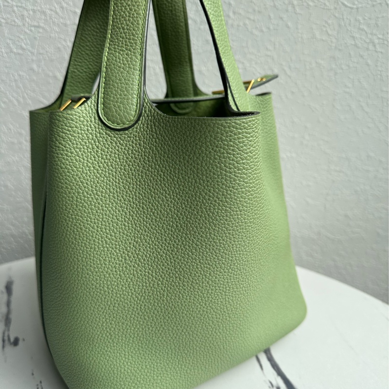 愛馬仕菜籃子18 牛油果綠還是金釦-2