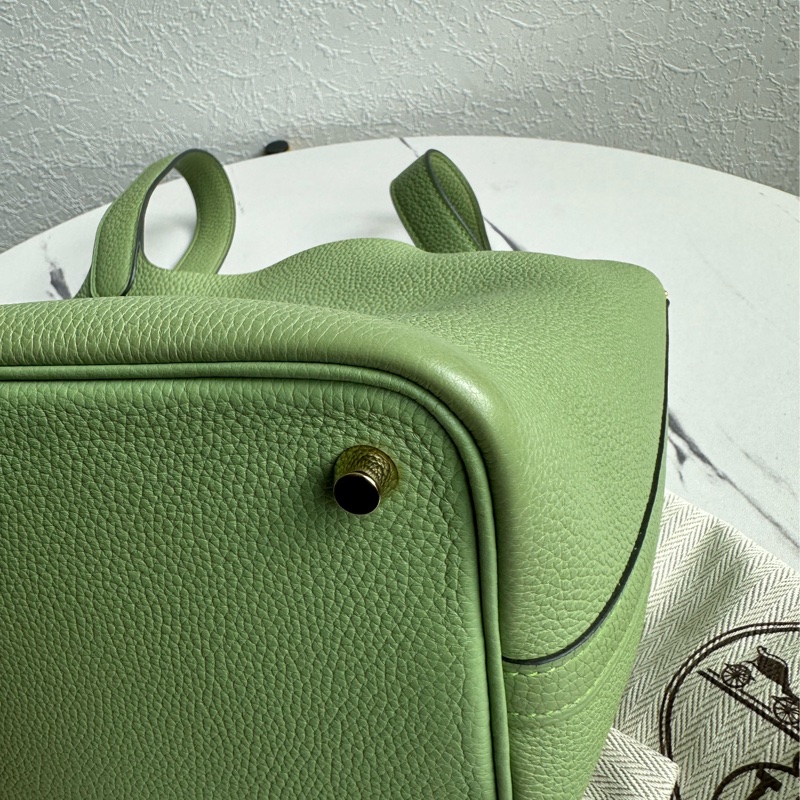 愛馬仕菜籃子18 牛油果綠還是金釦-7