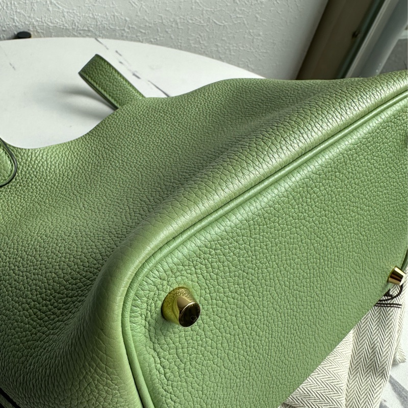 愛馬仕菜籃子18 牛油果綠還是金釦-11