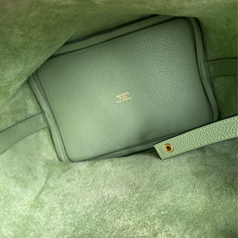 愛馬仕菜籃子18 牛油果綠還是金釦-15