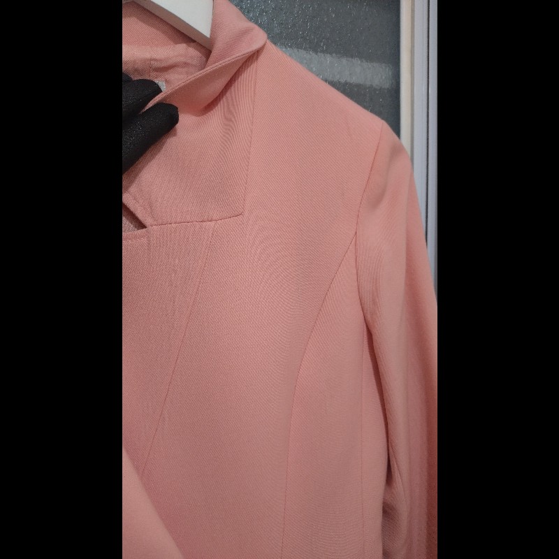 Chanel 粉色雙排釦長版外套-14