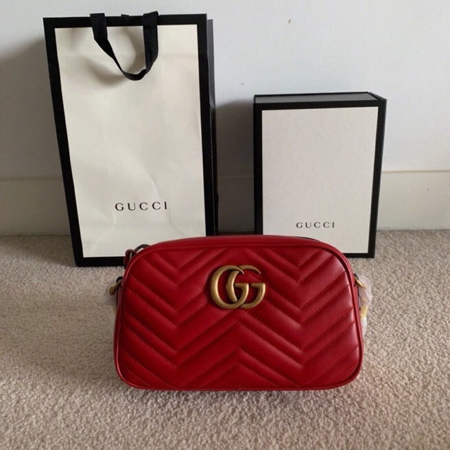 Gucci 女士 GG Marmont系列小號絎縫肩背包均碼碼24cm*7cm*13cm-7