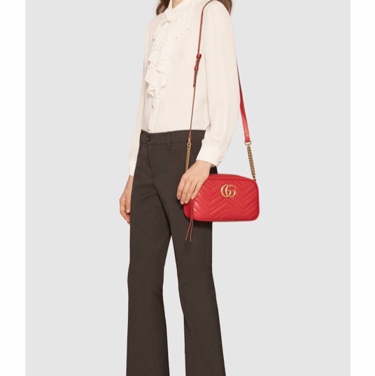 Gucci 女士 GG Marmont系列小號絎縫肩背包均碼碼24cm*7cm*13cm-8