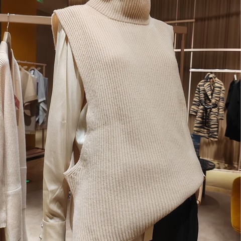 MaxMara -Sabbia 羊絨 寬袖高領馬甲