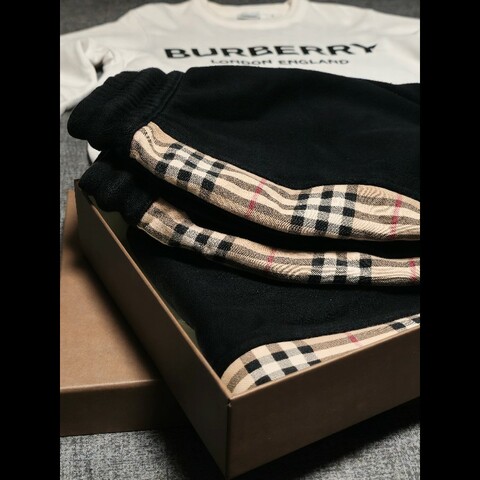 Burberry 格紋飾邊運動棉褲