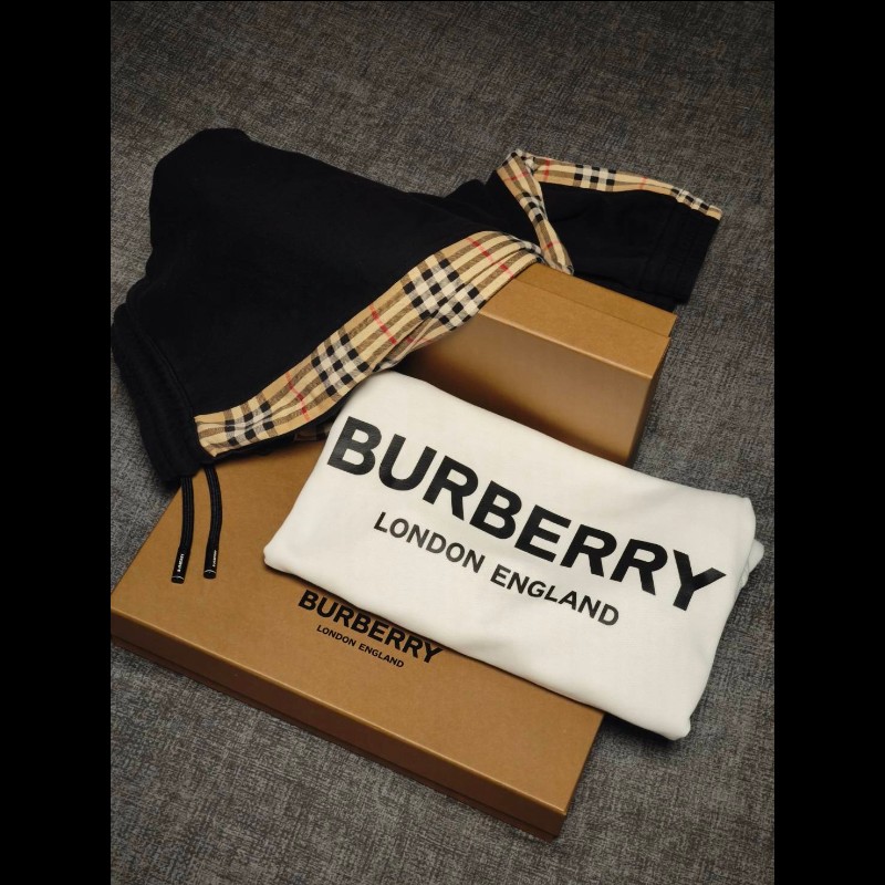 Burberry 格紋飾邊運動棉褲-4