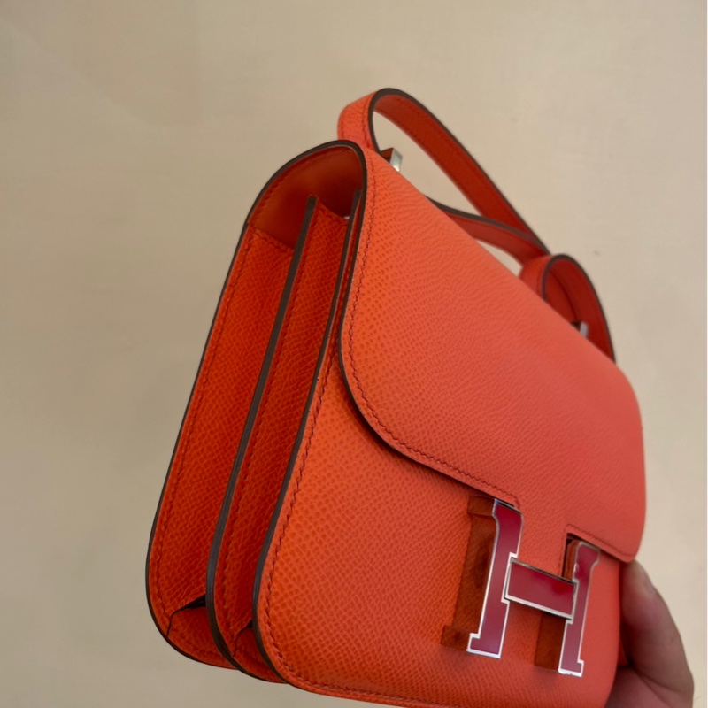 HERMES 橘紅琺瑯釦康康19 超級美-1