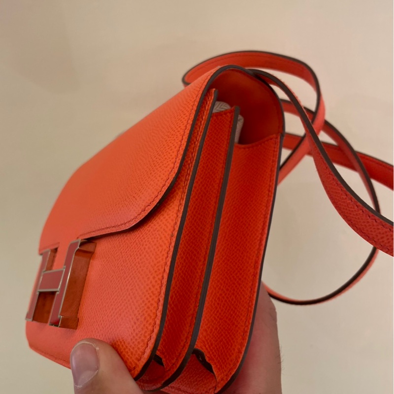 HERMES 橘紅琺瑯釦康康19 超級美-2