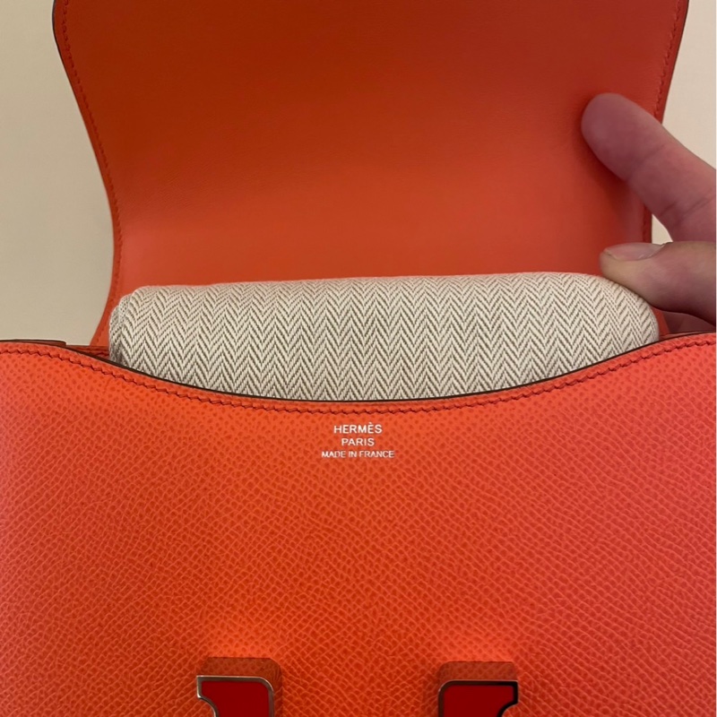 HERMES 橘紅琺瑯釦康康19 超級美-7