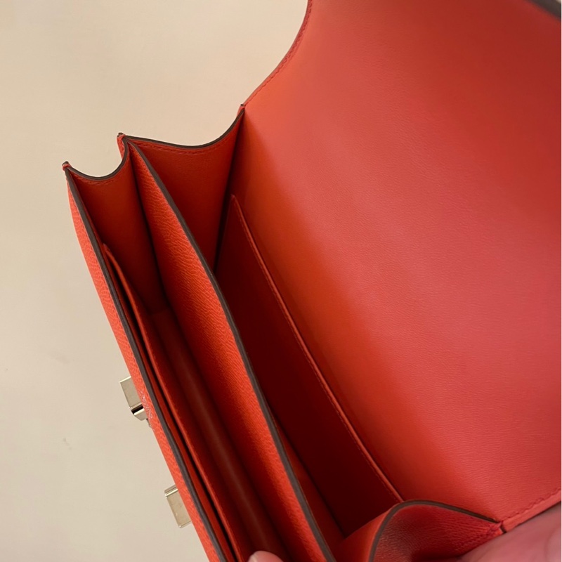 HERMES 橘紅琺瑯釦康康19 超級美-11