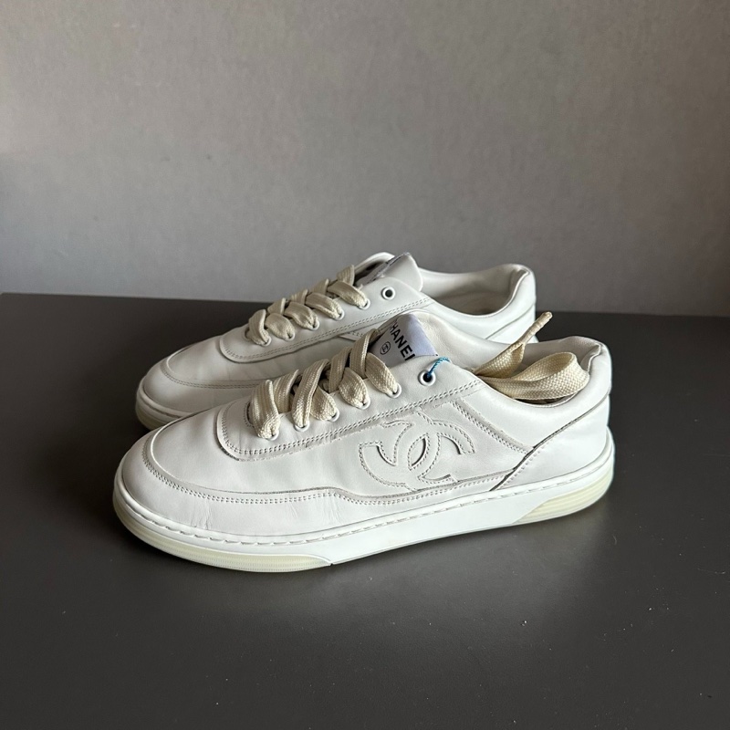 Chanel香奈兒新款雙c空軍板鞋 白色 37碼 98新-0