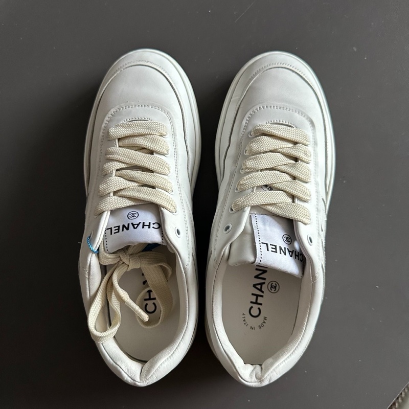 Chanel香奈兒新款雙c空軍板鞋 白色 37碼 98新-4