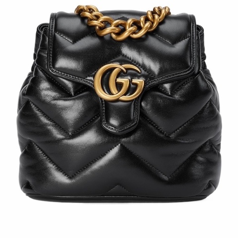 Gucci 女士 GG MARMONT 馬特拉塞凸紋雙肩包均碼碼MINI、20cm*11cm*19cm