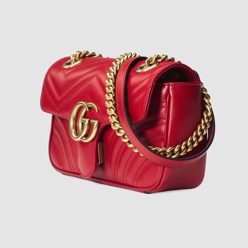 Gucci 女士 GG Marmont系列絎縫迷你肩背包均碼碼MINI、22cm*6cm*13cm-1