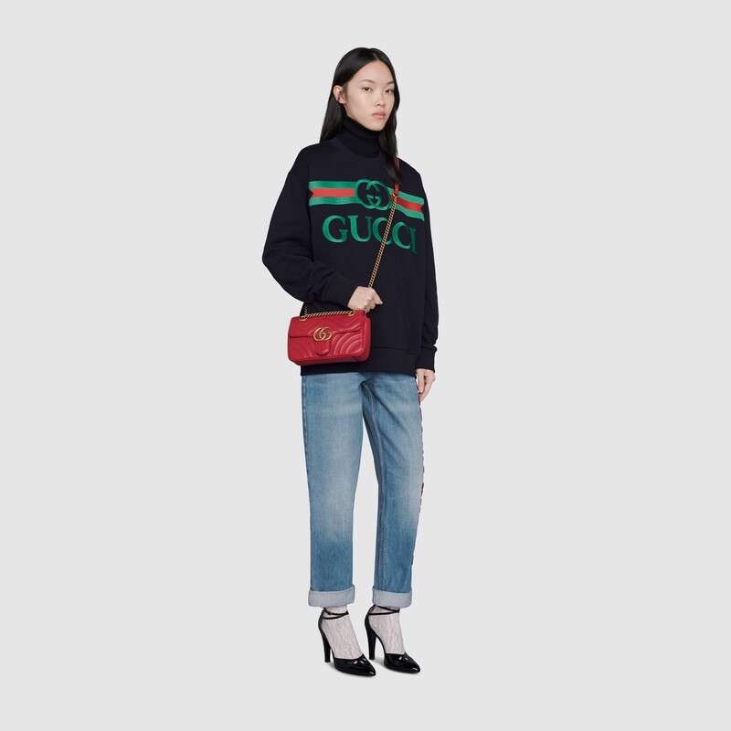 Gucci 女士 GG Marmont系列絎縫迷你肩背包均碼碼MINI、22cm*6cm*13cm-5