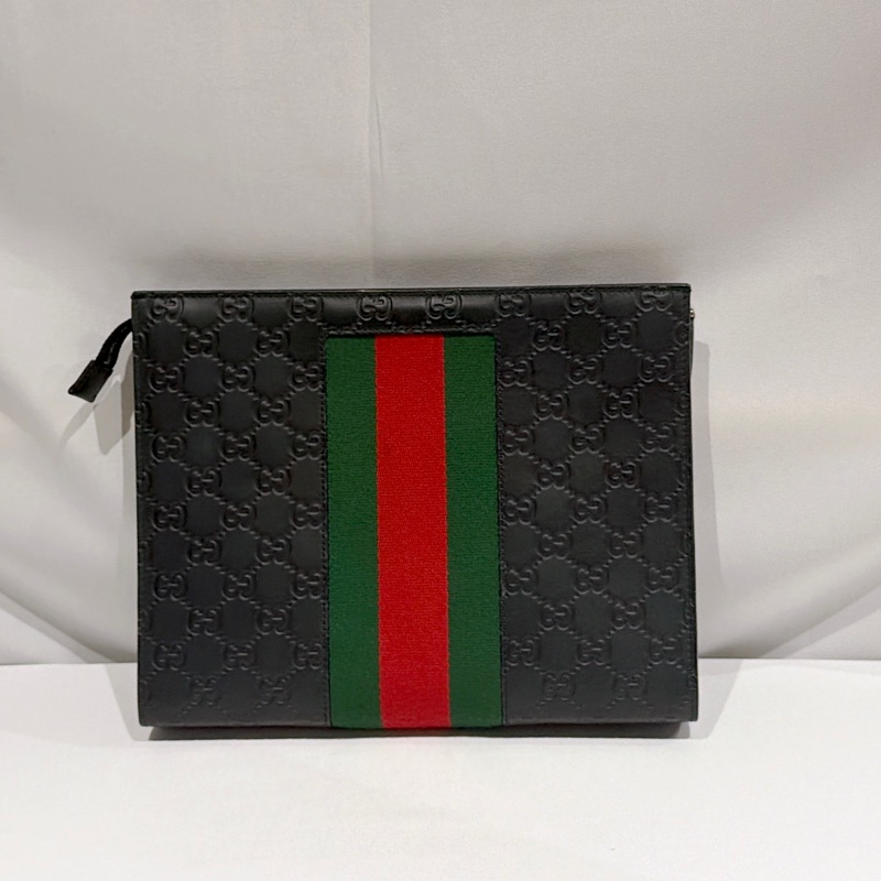 莉亞精品♡ Gucci 黑壓紋手拿包 二手美包-0