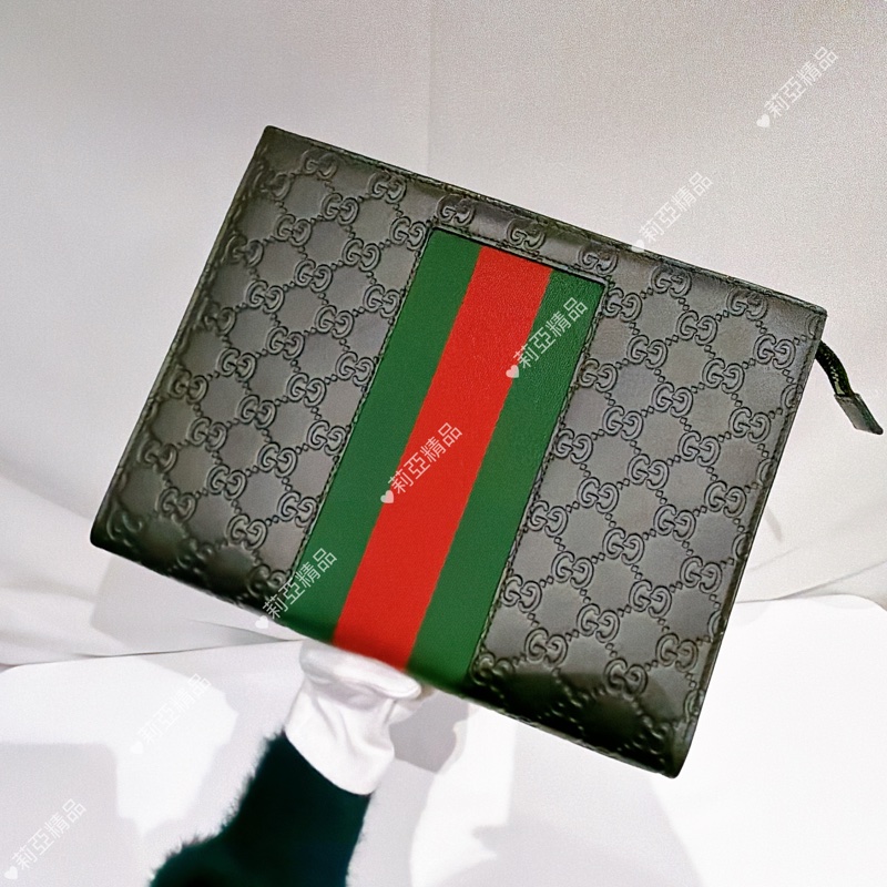 莉亞精品♡ Gucci 黑壓紋手拿包 二手美包-2