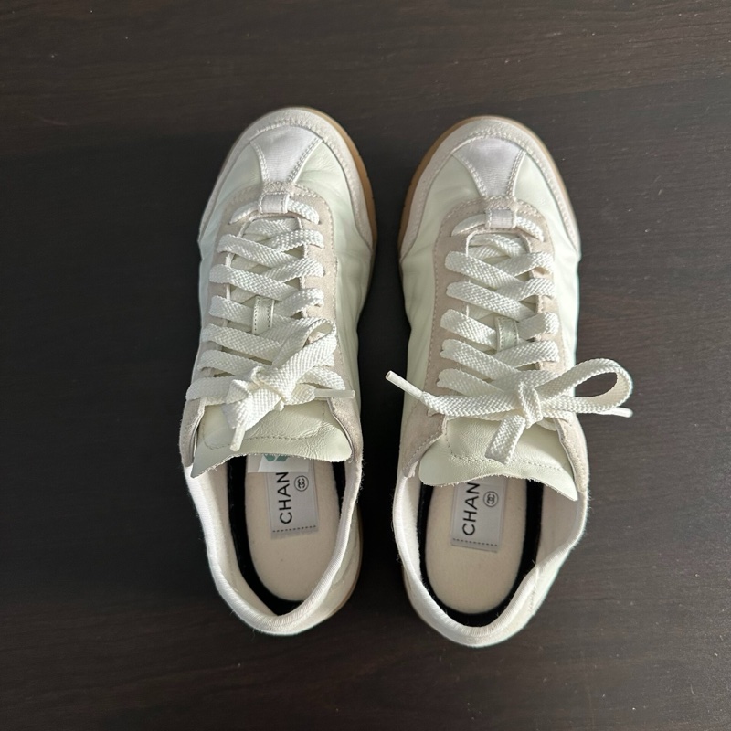 Chanel香奈兒白色小羊皮雙c德訓鞋 38碼98新-5