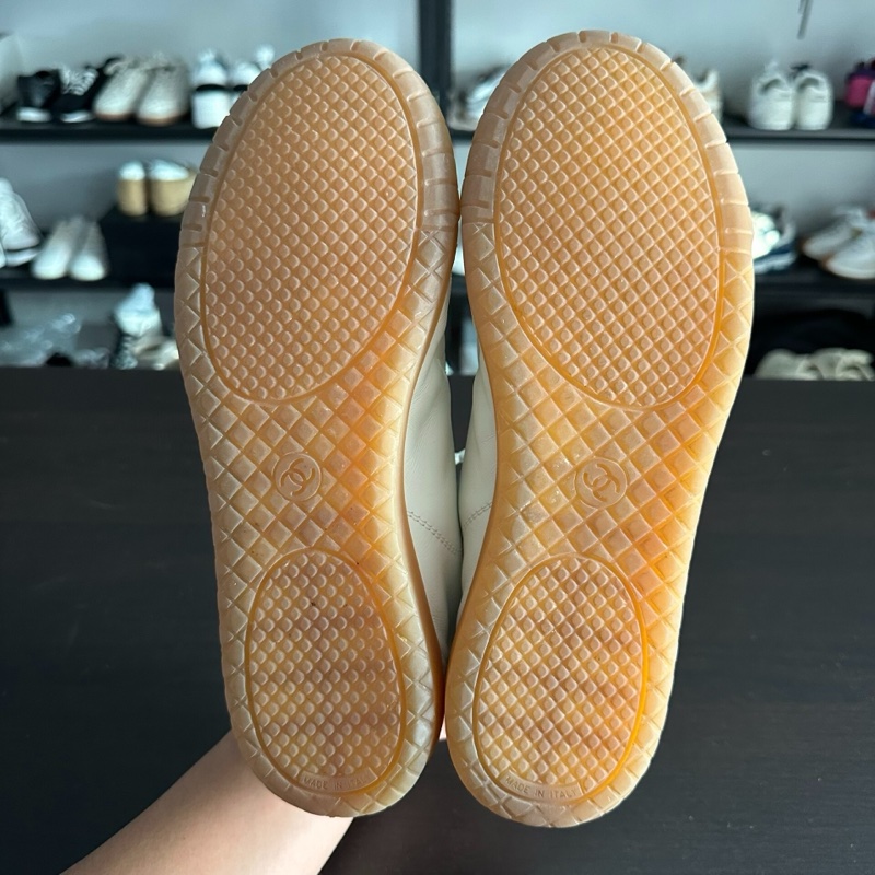 Chanel香奈兒白色小羊皮雙c德訓鞋 38碼98新-6
