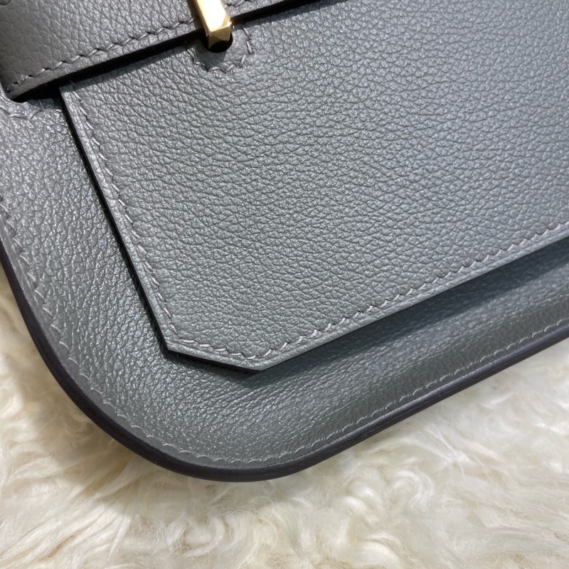 Hermès Mini Jypsiere 全新 積雲灰金扣-2